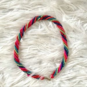 Multicolor Bright Beaded Spiral Choker Necklace